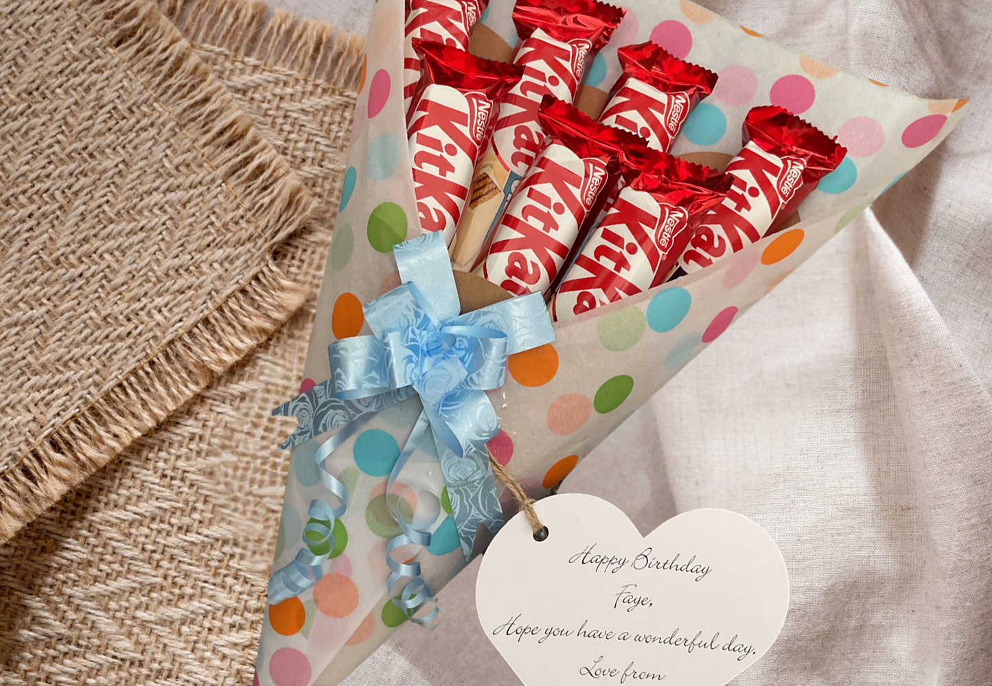 Kit Kat chocolate bouquet send a special someone a special gift.