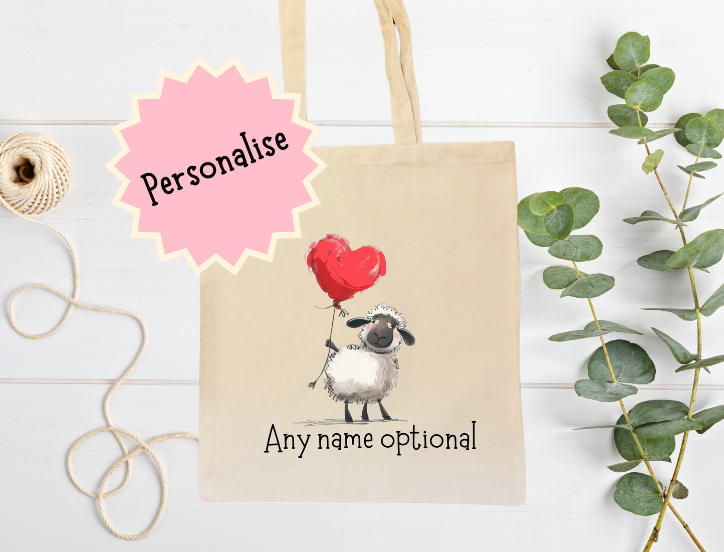 Sheep tote bag that can be personalised.
