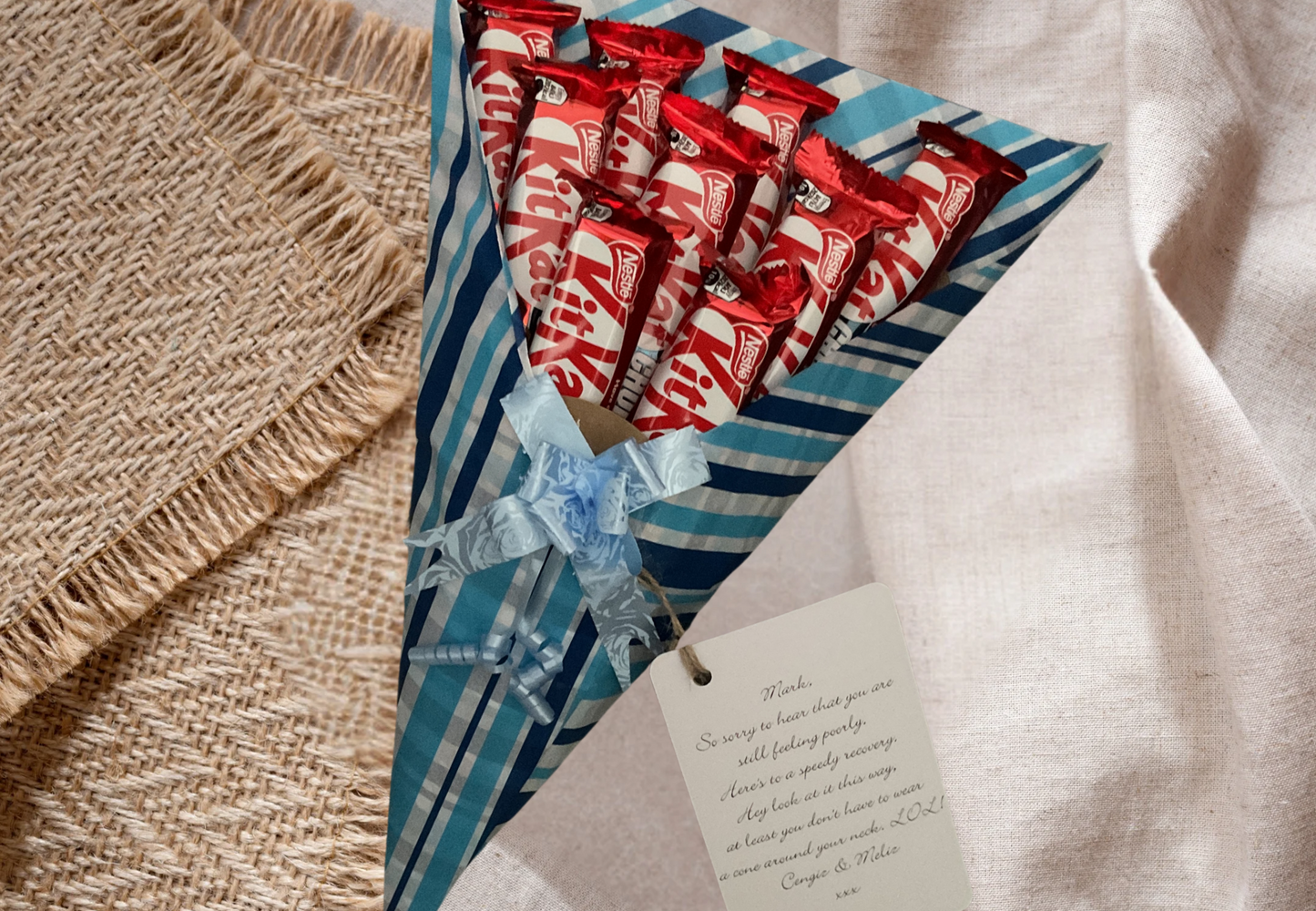Kit Kat chocolate bouquet send a special someone a special gift.
