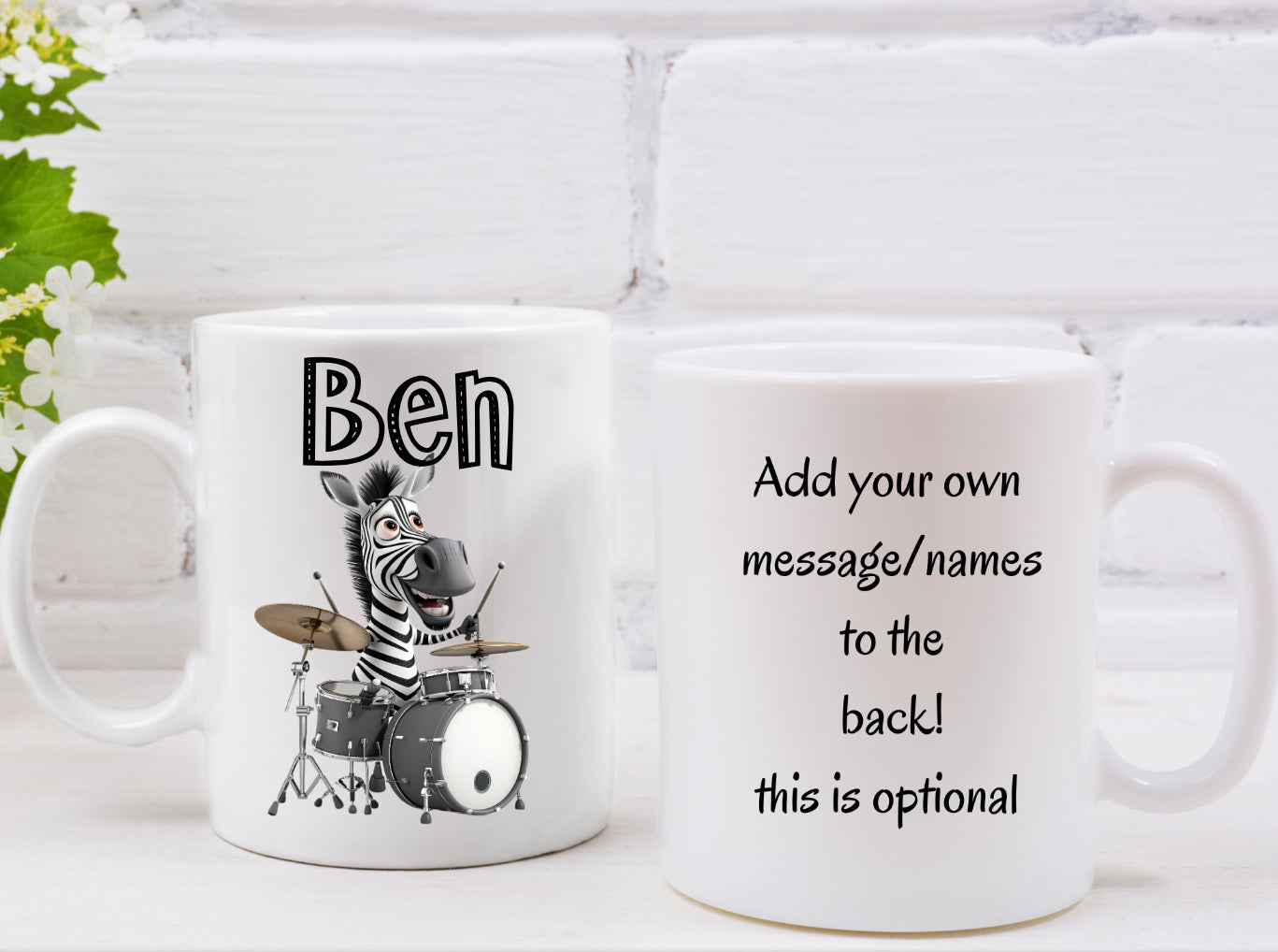 Personalised drum player mug, perfect gift for the drum player, drumming gifts for him, drummer gift ideas, matching coaster.