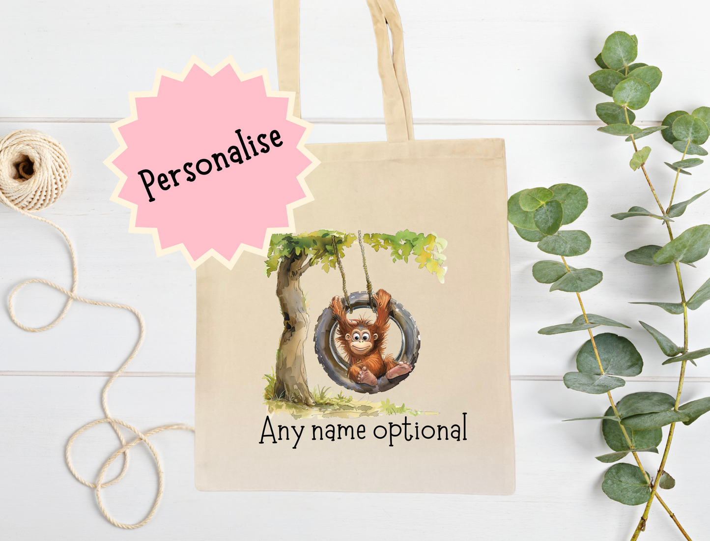 Personalised Orangutan tote bag.
