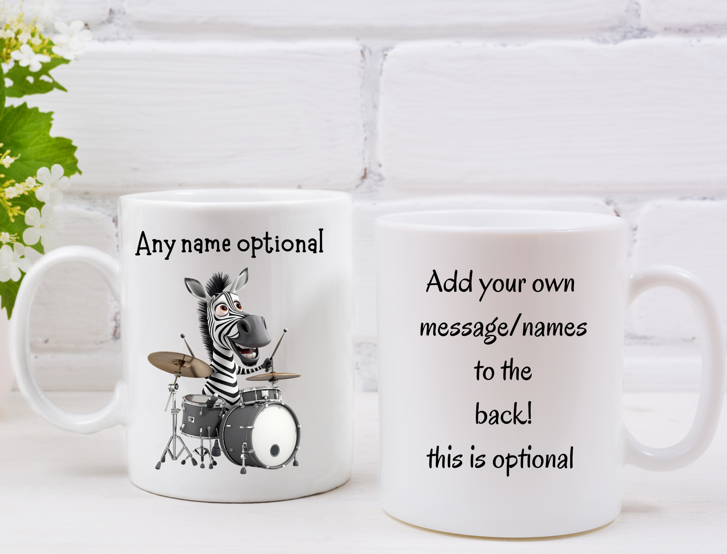 Personalised drum player mug, perfect gift for the drum player, drumming gifts for him, drummer gift ideas, matching coaster.