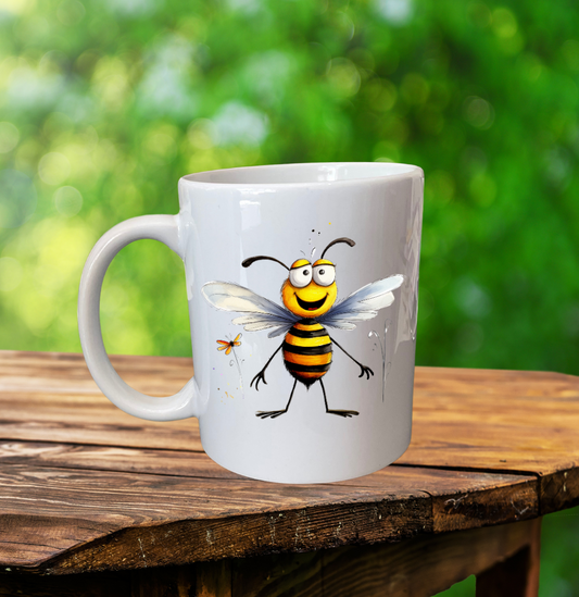 Bee mug that can be personalised.