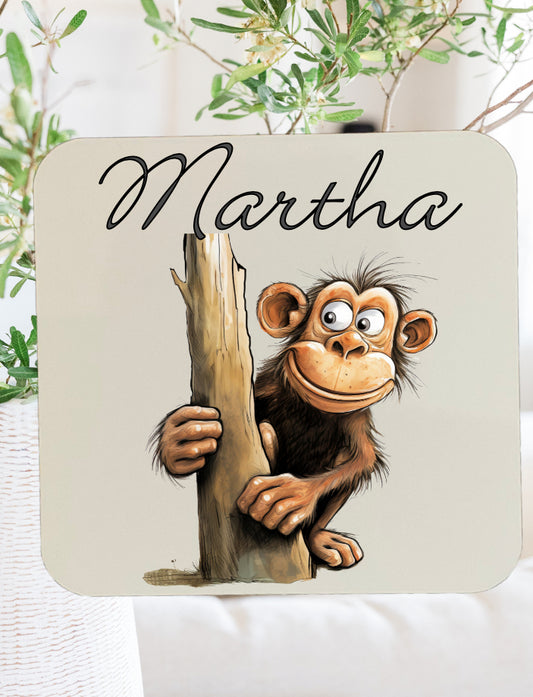 Funny monkey coaster that can be personalised.