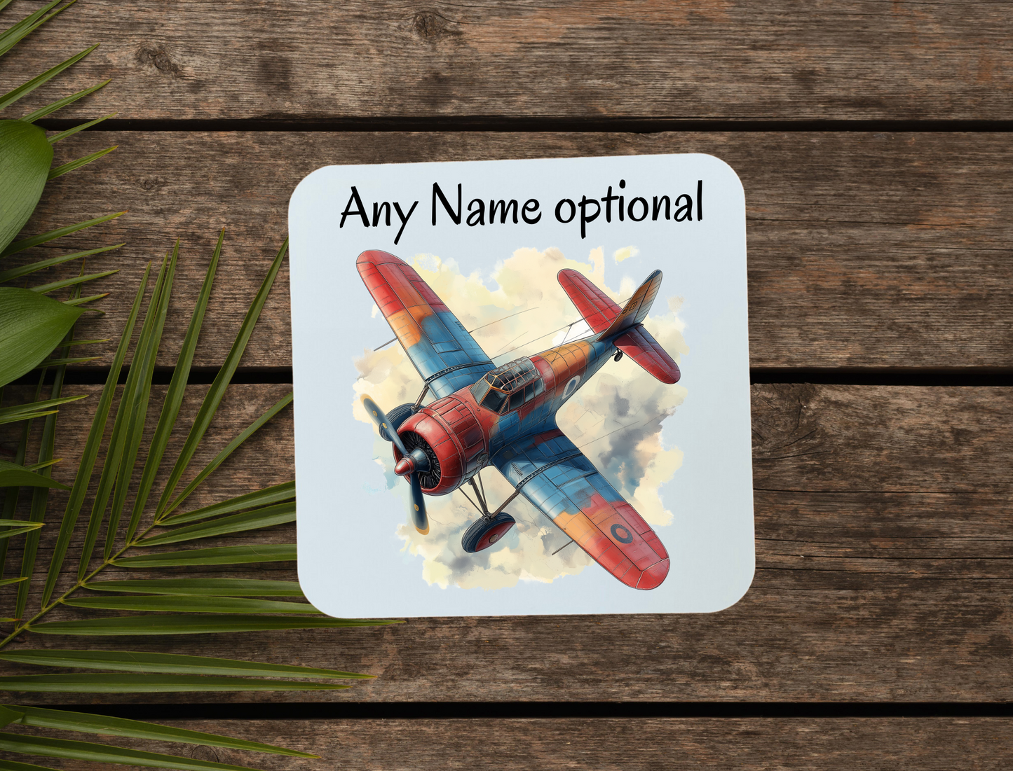 Aeroplane coaster that can be personalised.