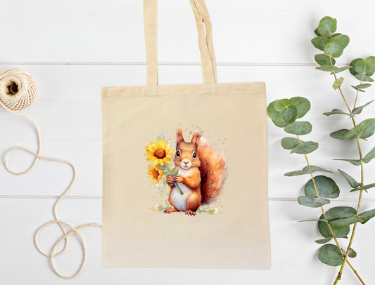 Squirrel tote bag that can be personalised.