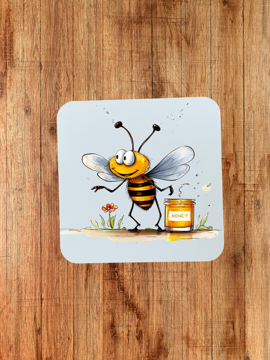Bee coaster that can be personalised, perfect gift for the lover of bees.