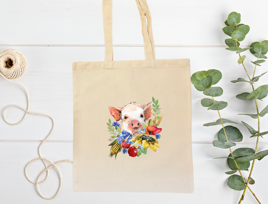 Pig tote bag that can be personalised.