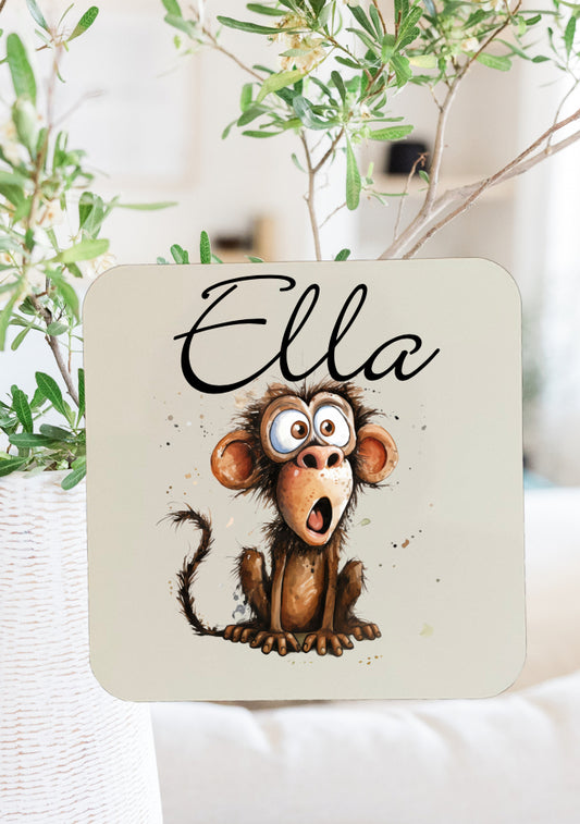 Funny Monkey coaster that can be personalised.