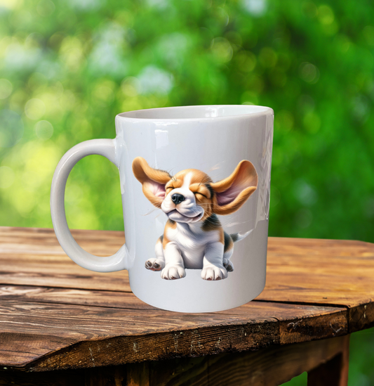 Beagle dog mug that can be personalised.