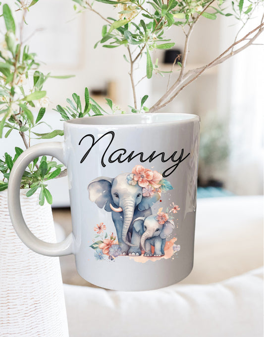 Elephant mug that can be personalised.