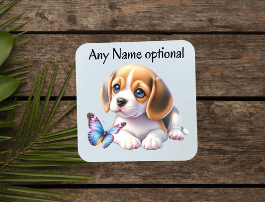 Beagle dog Coaster that can be personalised.