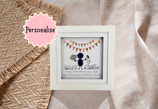 Congratulations Gift for vet Retirement - Personalised Pebble Frame.