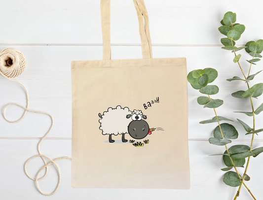 Sheep tote bag that can be personalised.