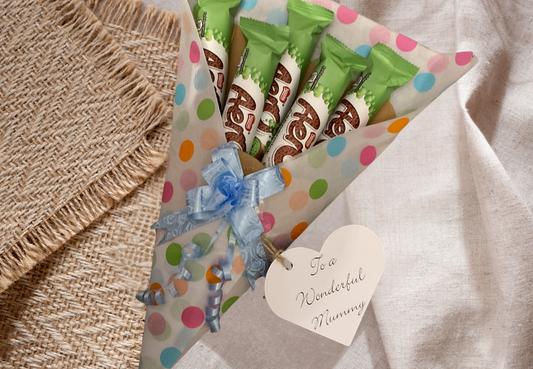 Mint aero Chocolate bouquet with personalised gift tag and bow.