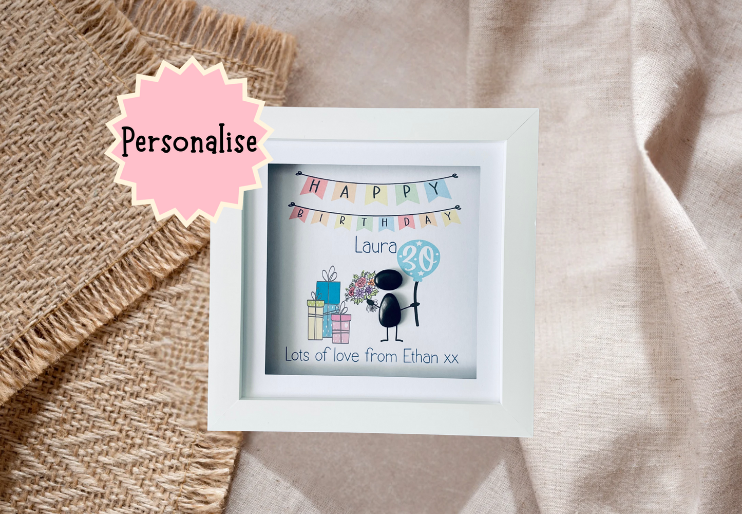 30th birthday pebble frame.
