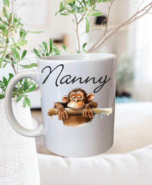 Monkey mug that can be personalised.