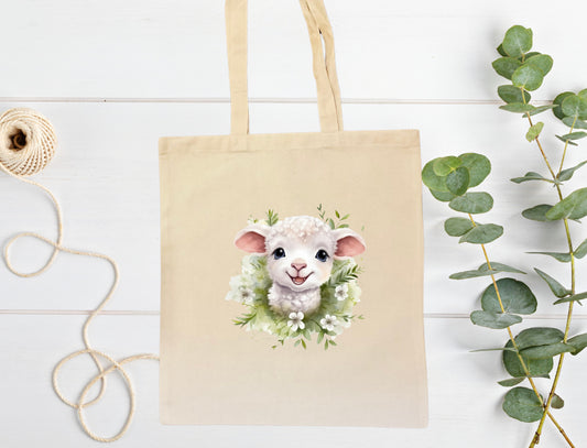 Sheep tote bag that can be personalised, sheep lover gifts.