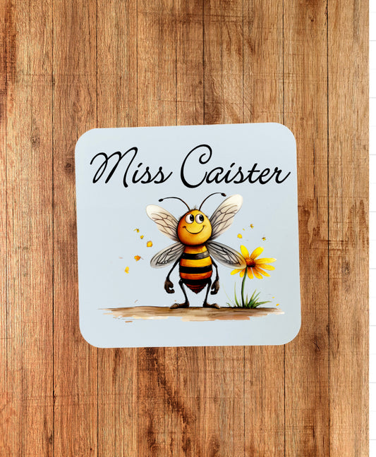 Bee coaster that can be personalised, perfect gift for the bee lover.